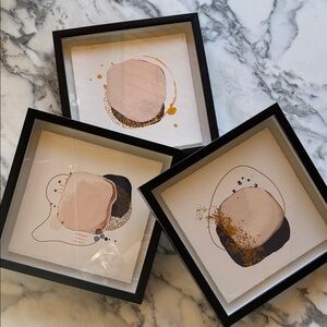 Abstract Mid-Century Modern Minimalist Art Shadow Box Set